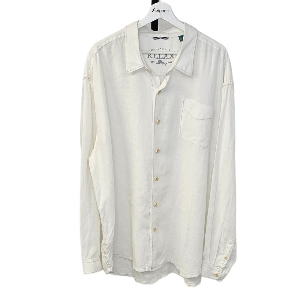Tommy Bahama Men's Relax 100% Linen Button Down Shirt Size XXL Off White